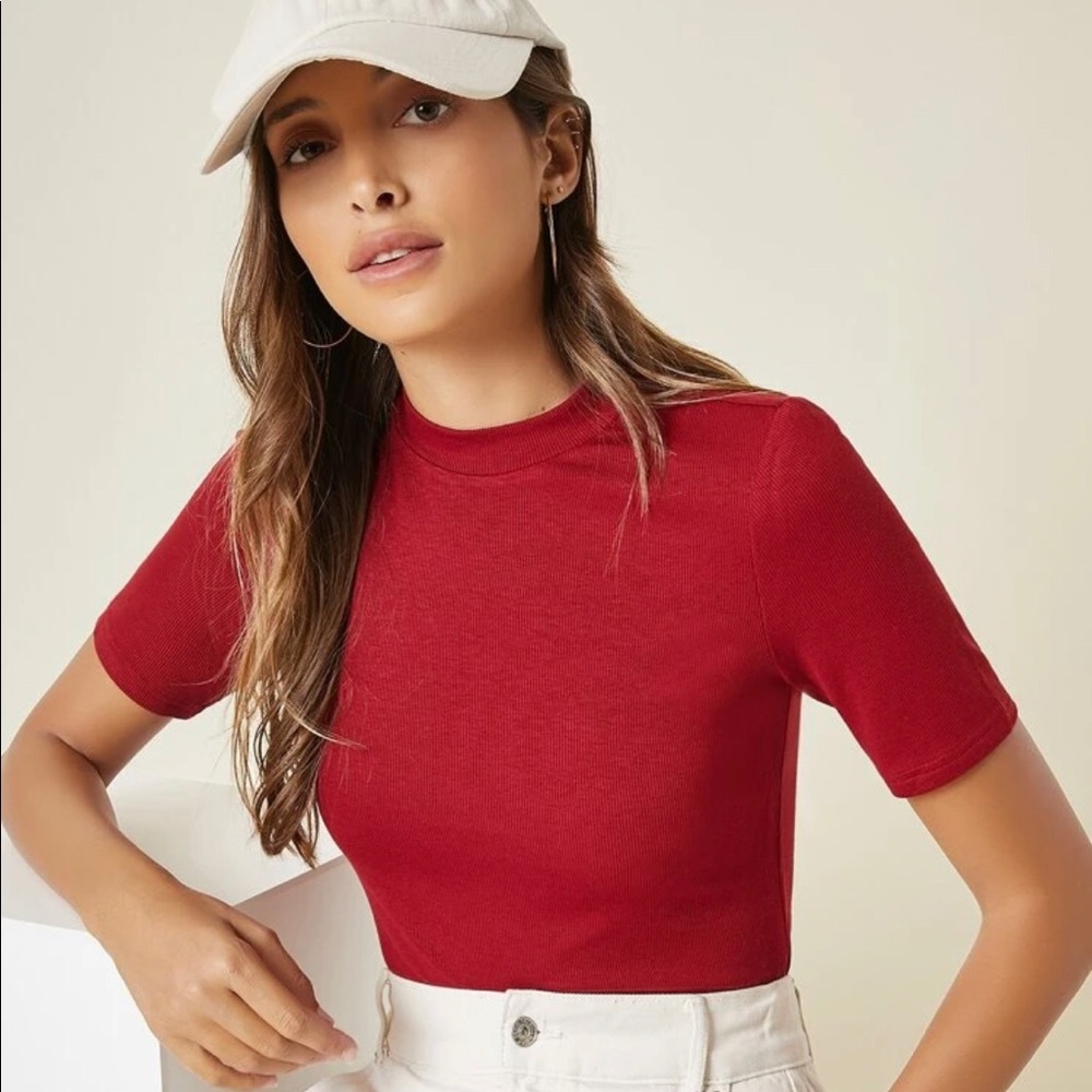 basic solid red tee